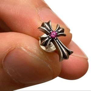 Chrome Hearts pink gemmed cross earring